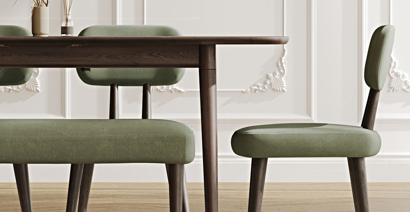 Lyno 77x140 Cm Açılır Yemek Masası Takımı (Roa Bench & 4 Roa Sandalye) - Kadife