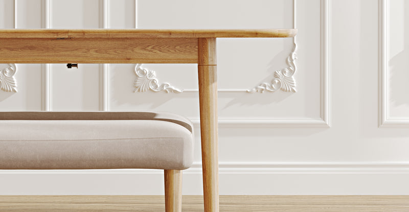 Lyno 77x140 Cm Açılır Yemek Masası Takımı (2 Roa Bench) - Kadife