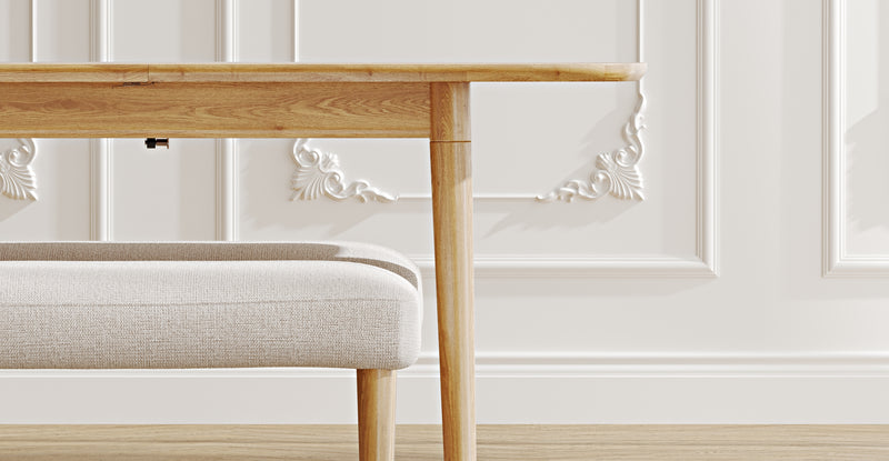 Lyno 77x140 Cm Açılır Yemek Masası Takımı (2 Roa Bench) - Keten