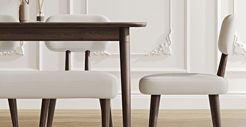 Lyno 77x140 Cm Sabit Yemek Masası Takımı (Roa Bench & 4 Roa Sandalye) - Fitilli Kadife