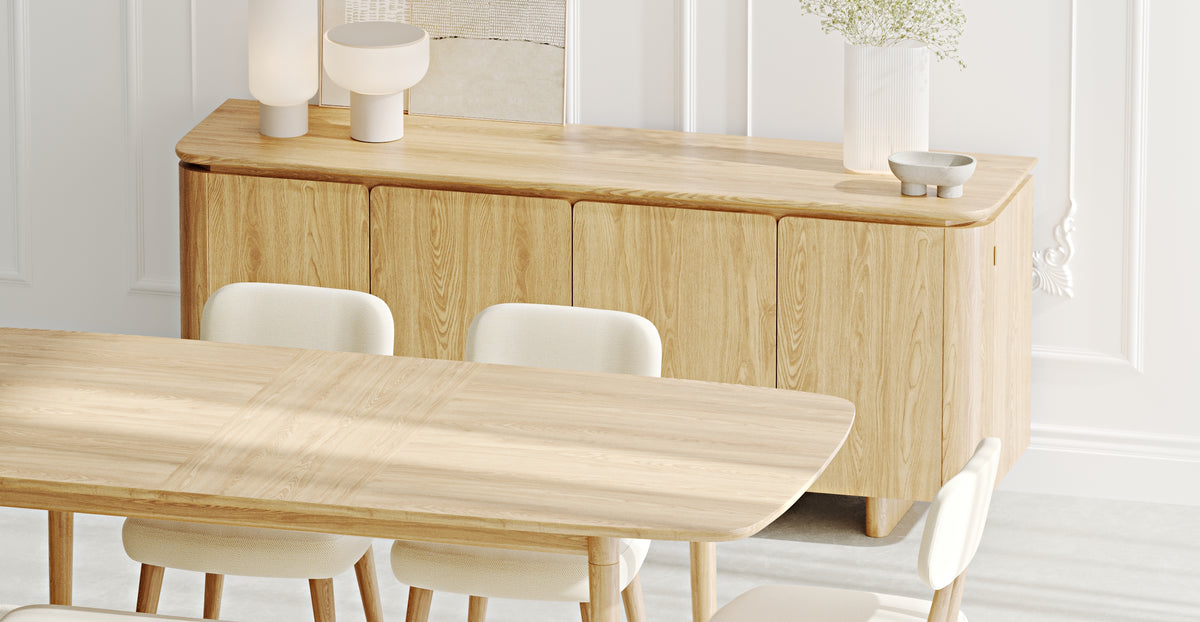 Lyno & Roa | 97x160 Açılır Masa ve Konsollu Yemek Odası Takımı – Midi (6 Kişilik) - Doğal Doku