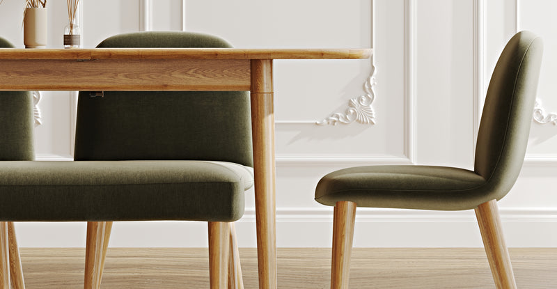 Lyno 77x140 Açılır Yemek Masası Takımı (Roa Bench & 4 Venn Sandalye) - Performans Keten