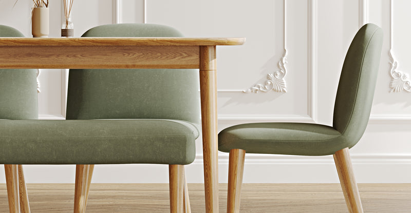 Lyno 77x140 Sabit Yemek Masası Takımı (Roa Bench & 4 Venn Sandalye) - Kadife