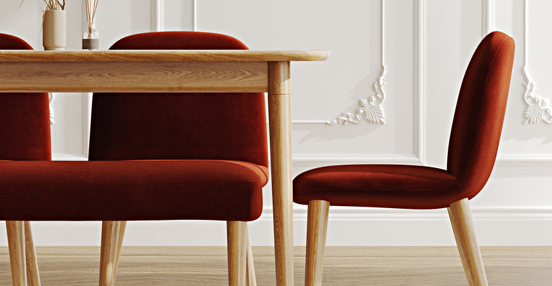 Lyno 77x140 Sabit Yemek Masası Takımı (Roa Bench & 4 Venn Sandalye) - Kadife