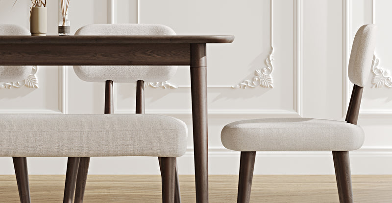 Lyno 77x140 Cm Sabit Yemek Masası Takımı (Roa Bench & 4 Roa Sandalye) - Keten