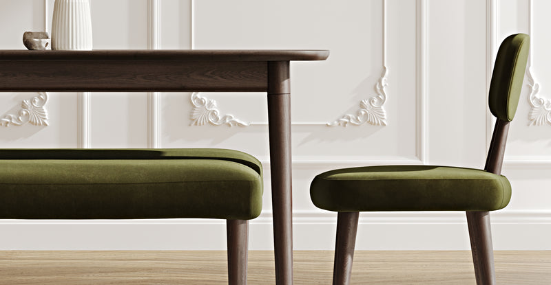 Lyno 77x140 Cm Sabit Yemek Masası Takımı (2 Roa Bench & 2 Roa Sandalye) - Kadife