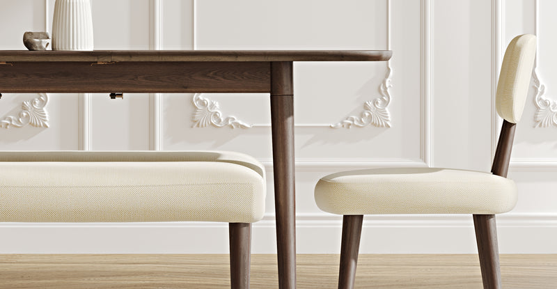 Lyno 77x140 Cm Açılır Yemek Masası Takımı (2 Roa Bench & 2 Roa Sandalye) - Doğal Doku