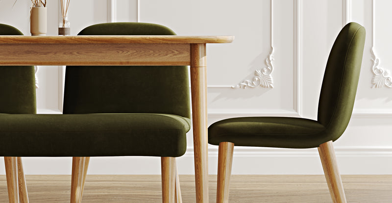 Lyno 77x140 Sabit Yemek Masası Takımı (Roa Bench & 4 Venn Sandalye) - Kadife