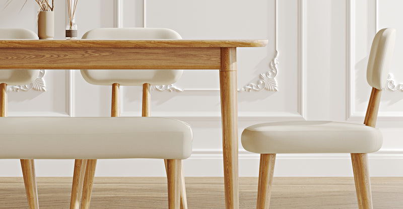 Lyno 97x160 Cm Sabit Yemek Masası Takımı (Bench&4Lü Roa) - Performans Kadife