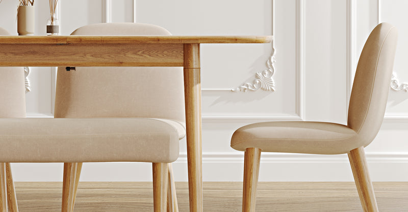 Lyno 77x140 Açılır Yemek Masası Takımı (Roa Bench & 4 Venn Sandalye) - Kadife