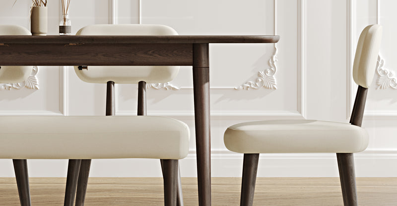 Lyno 77x140 Cm Açılır Yemek Masası Takımı (Roa Bench & 4 Roa Sandalye) - Performans Kadife