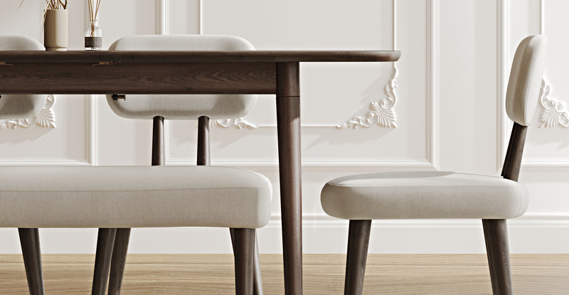 Lyno 77x140 Cm Açılır Yemek Masası Takımı (Roa Bench & 4 Roa Sandalye) - Performans Keten