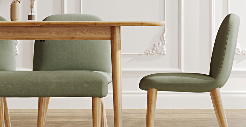Lyno 77x140 Açılır Yemek Masası Takımı (Roa Bench & 4 Venn Sandalye) - Kadife