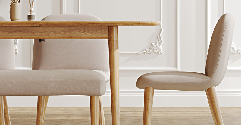 Lyno 77x140 Açılır Yemek Masası Takımı (Roa Bench & 4 Venn Sandalye) - Kadife