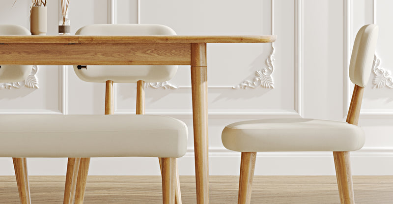 Lyno 77x140 Cm Açılır Yemek Masası Takımı (Roa Bench & 4 Roa Sandalye) - Performans Kadife