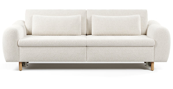 Nyra Yataklı Üçlü Koltuk Silindir Ahşap Ayak - Bukle