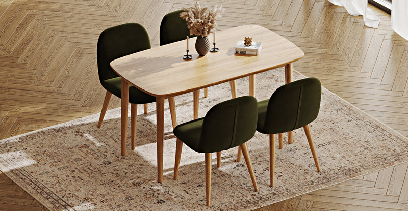 Lyno 77x140 Sabit Yemek Masası Takımı (4 Venn Sandalye) - Kadife