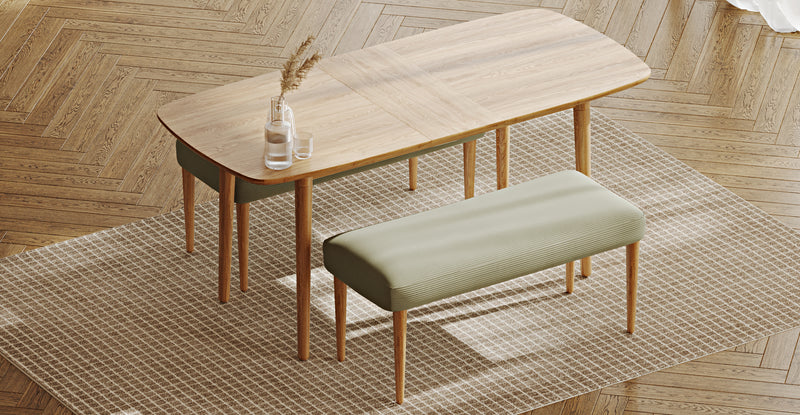 Lyno 77x140 Cm Açılır Yemek Masası Takımı (2 Roa Bench) - Fitilli Kadife