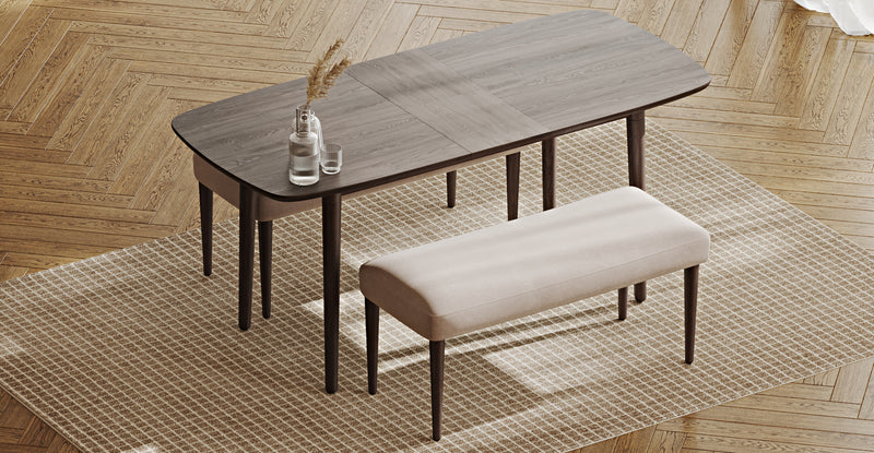 Lyno 77x140 Cm Açılır Yemek Masası Takımı (2 Roa Bench) - Kadife