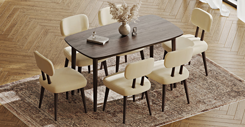 Lyno 77x140 Cm Sabit Yemek Masası Takımı (6 Roa Sandalye) - Doğal Doku
