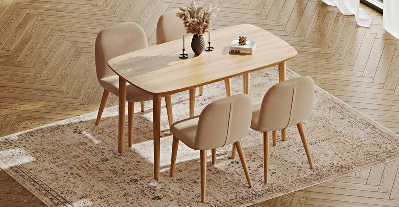 Lyno 77x140 Sabit Yemek Masası Takımı (4 Venn Sandalye) - Kadife