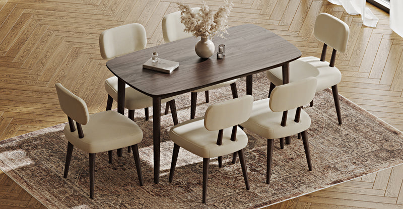 Lyno 77x140 Cm Sabit Yemek Masası Takımı (6 Roa Sandalye) - Doğal Doku