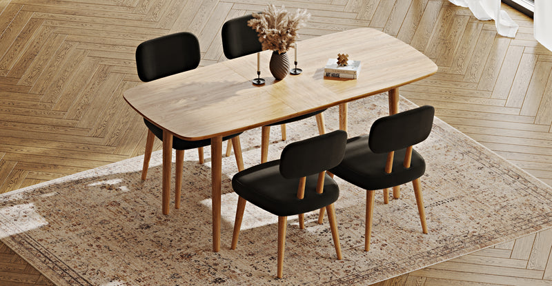 Lyno 77x140 Cm Açılır Yemek Masası Takımı (4 Roa Sandalye) - Performans Keten
