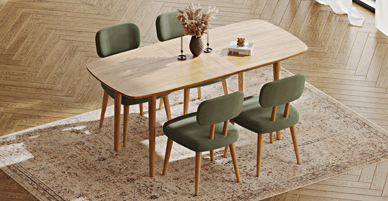 Lyno 77x140 Cm Açılır Yemek Masası Takımı (4 Roa Sandalye) - Kadife
