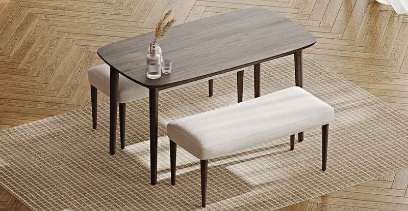 Lyno 77x140 Cm Sabit Yemek Masası Takımı (2 Roa Bench) - Keten
