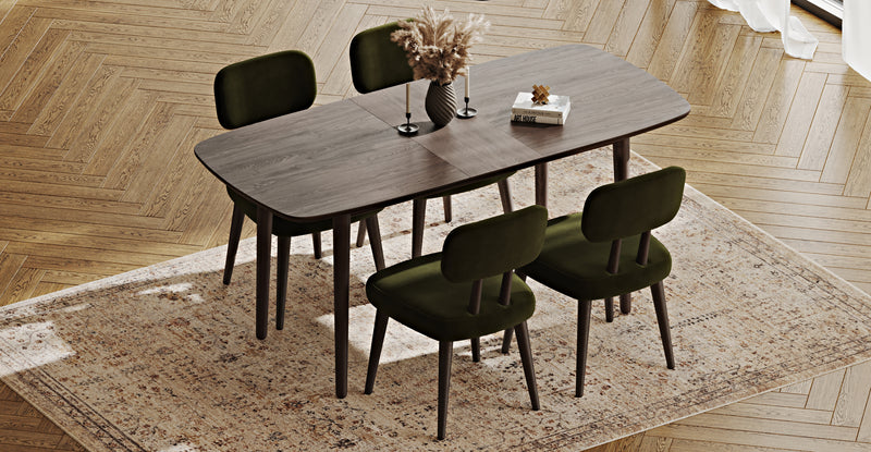 Lyno 77x140 Cm Açılır Yemek Masası Takımı (4 Roa Sandalye) - Kadife