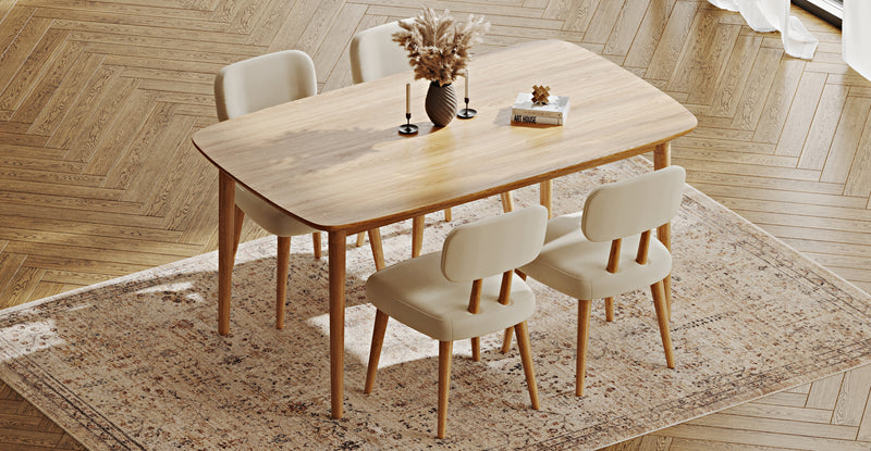 Lyno 97x160 Cm Sabit Yemek Masası Takımı (4 Roa Sandalye) - Performans Kadife