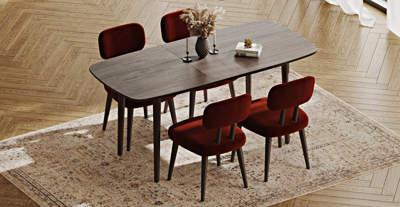 Lyno 77x140 Cm Açılır Yemek Masası Takımı (4 Roa Sandalye) - Kadife