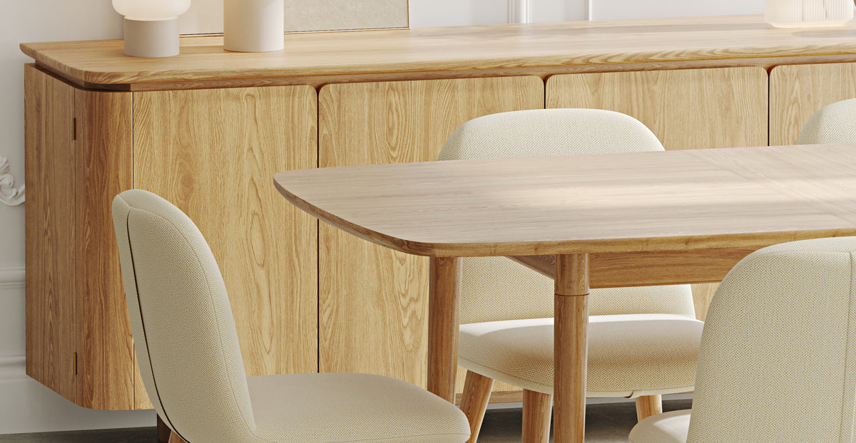 Lyno & Venn | 97x160 Açılır Masa ve Konsollu Yemek Odası Takımı – Maxi (6 Kişilik) - Doğal Doku