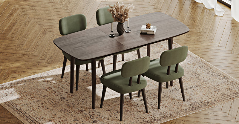 Lyno 77x140 Cm Açılır Yemek Masası Takımı (4 Roa Sandalye) - Kadife
