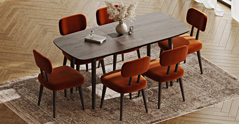 Lyno 77x140 Cm Açılır Yemek Masası Takımı (6 Roa Sandalye) - Performans Keten