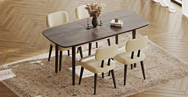 Lyno 77x140 Cm Açılır Yemek Masası Takımı (4 Roa Sandalye) - Doğal Doku