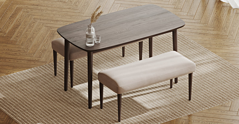 Lyno 77x140 Cm Sabit Yemek Masası Takımı (2 Roa Bench) - Kadife