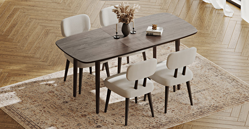 Lyno 77x140 Cm Açılır Yemek Masası Takımı (4 Roa Sandalye) - Fitilli Kadife