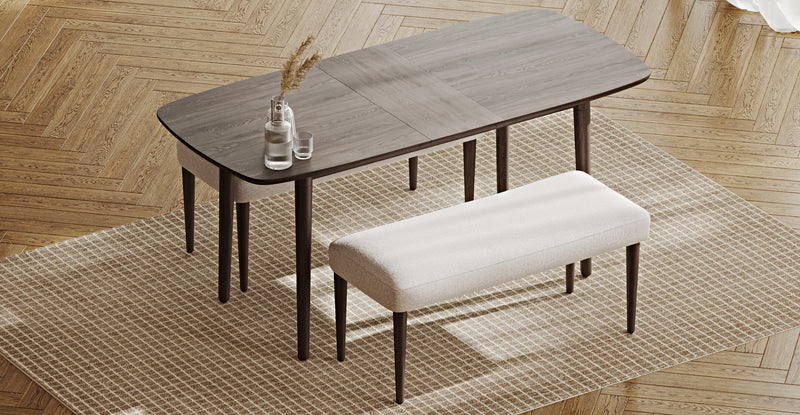 Lyno 77x140 Cm Açılır Yemek Masası Takımı (2 Roa Bench) - Keten