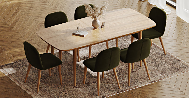 Lyno 77x140 Cm Açılır Yemek Masası Takımı (6 Roa Sandalye) - Doğal Doku