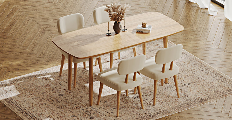 Lyno 77x140 Cm Açılır Yemek Masası Takımı (4 Roa Sandalye) - Performans Kadife