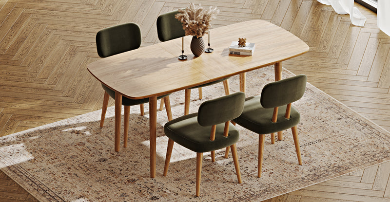 Lyno 77x140 Cm Açılır Yemek Masası Takımı (4 Roa Sandalye) - Performans Keten