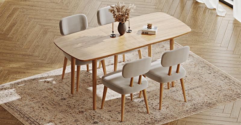 Lyno 77x140 Cm Açılır Yemek Masası Takımı (4 Roa Sandalye) - Performans Keten