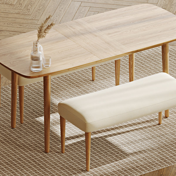 Lyno 77x140 Cm Açılır Yemek Masası Takımı (2 Roa Bench) - Doğal Doku