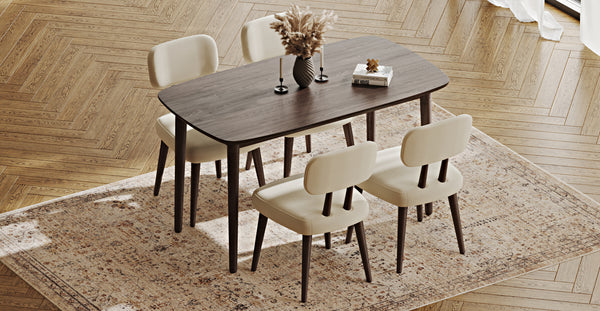 Lyno 77x140 Cm Sabit Yemek Masası Takımı (4 Roa Sandalye) - Performans Kadife