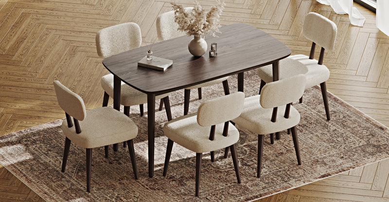 Lyno 77x140 Cm Sabit Yemek Masası Takımı (6 Roa Sandalye) - Bukle