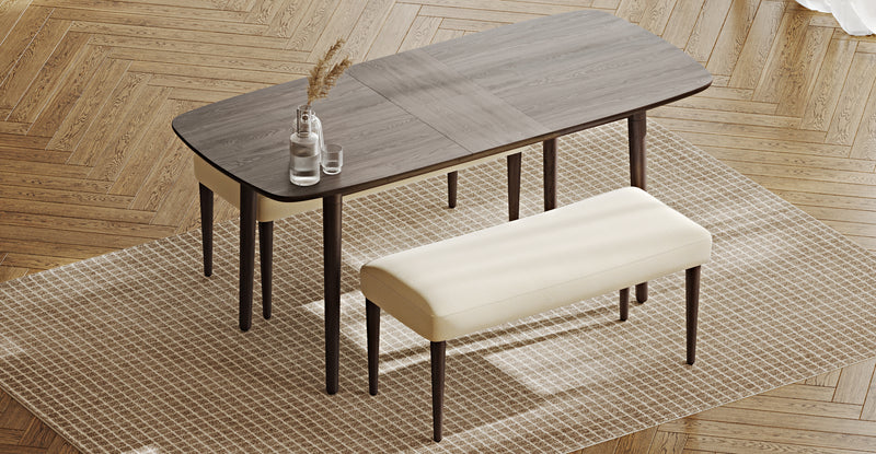 Lyno 77x140 Cm Açılır Yemek Masası Takımı (2 Roa Bench) - Doğal Doku