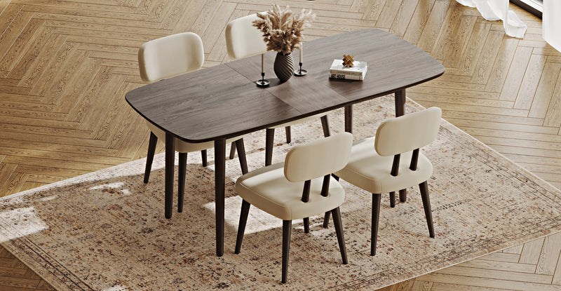 Lyno 77x140 Cm Açılır Yemek Masası Takımı (4 Roa Sandalye) - Performans Kadife