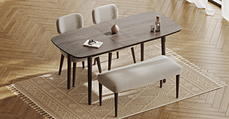 Lyno 77x140 Cm Açılır Yemek Masası Takımı (Roa Bench & 2 Roa Sandalye) - Performans Keten
