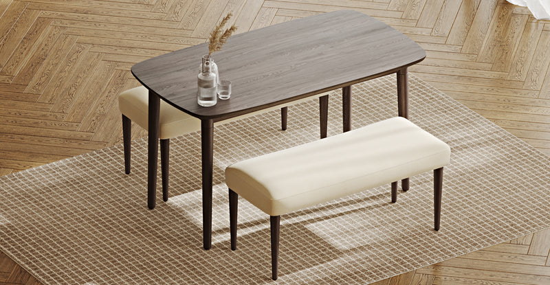Lyno 77x140 Cm Sabit Yemek Masası Takımı (2 Roa Bench) - Doğal Doku
